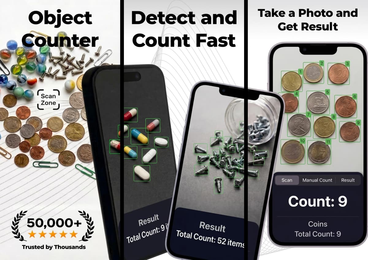 Object Counter app shown on an iPhone