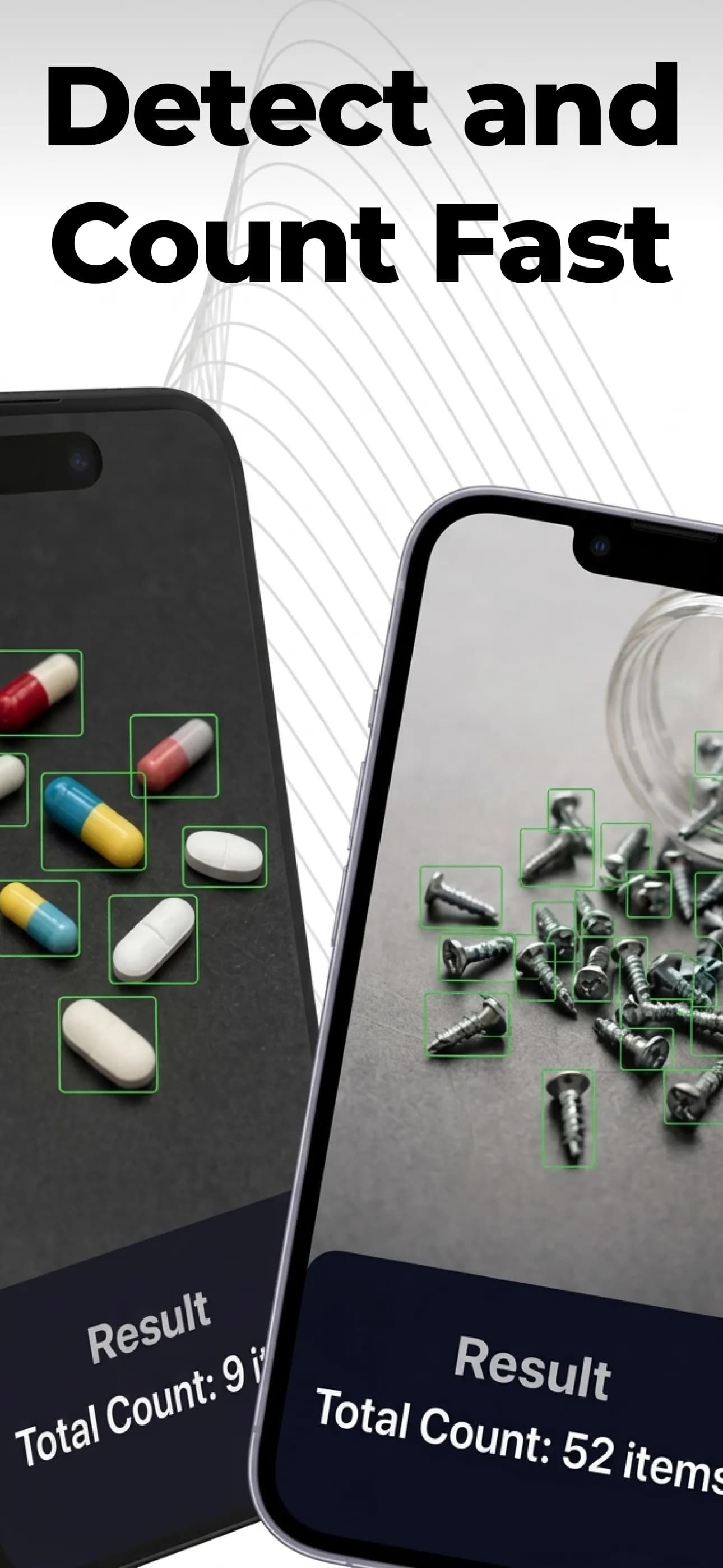 Object Counter result screen showing counted objects and confidence information