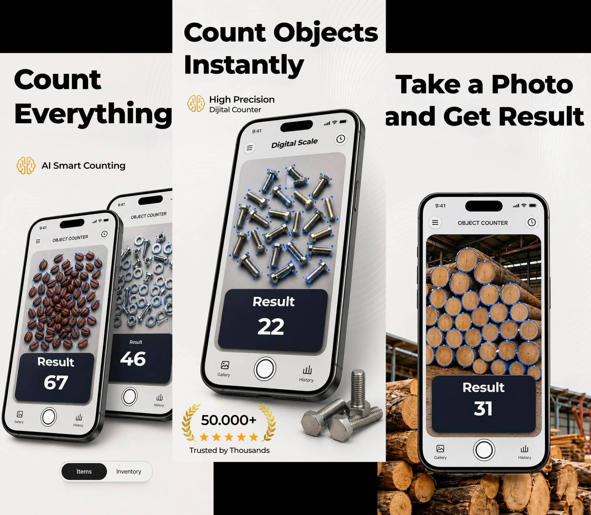 Object Counter app shown on an iPhone